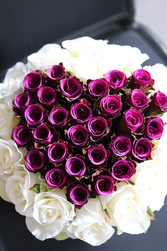 Elvira My Love flowerbox z różanym sercem, wys.20cm