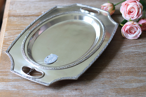 Felicjana Small, taca posrebrzana z wygodnymi uchwytami, wym.2.5x21x31cm