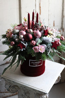 box świąteczny / stroik w welurowym pudełku, Bordena, wys.44cm 