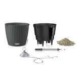 Nido Cottage, wisząca donica z nawadnianiem, szara, wym.23x27cm