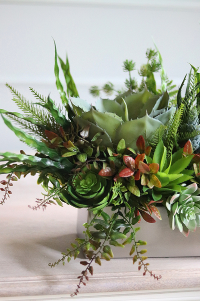 kompozycja z sukulentami w stalowej donicy Simple Steel, wys.30cm