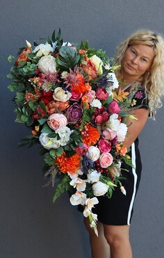 Jesienna Rewia 2, barwna wiązanka nagrobna, dł.98cm 