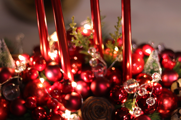 stroik zimowy na stół, Karminowy Laos Deluxe LED, wys.30cm 