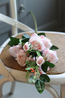 bukiet sztucznej róży na gałęzi, Lena Pink, dł.98cm