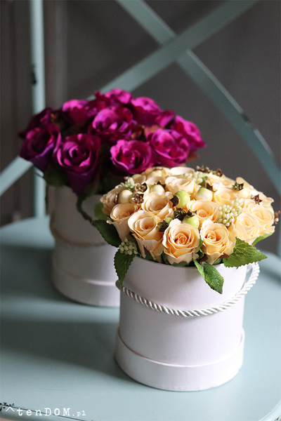 flowerbox z różami, Yellow Mercedess, wys.18cm