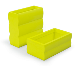 Nyx, nowoczesna cytrynowa donica, wysoka z półką, wys.70x70x25cm