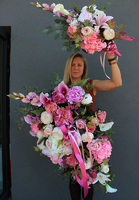 Pink Cleo komplet 2 wiązanek nagrobnych w kolorze różu, dł. 80 / 88cm