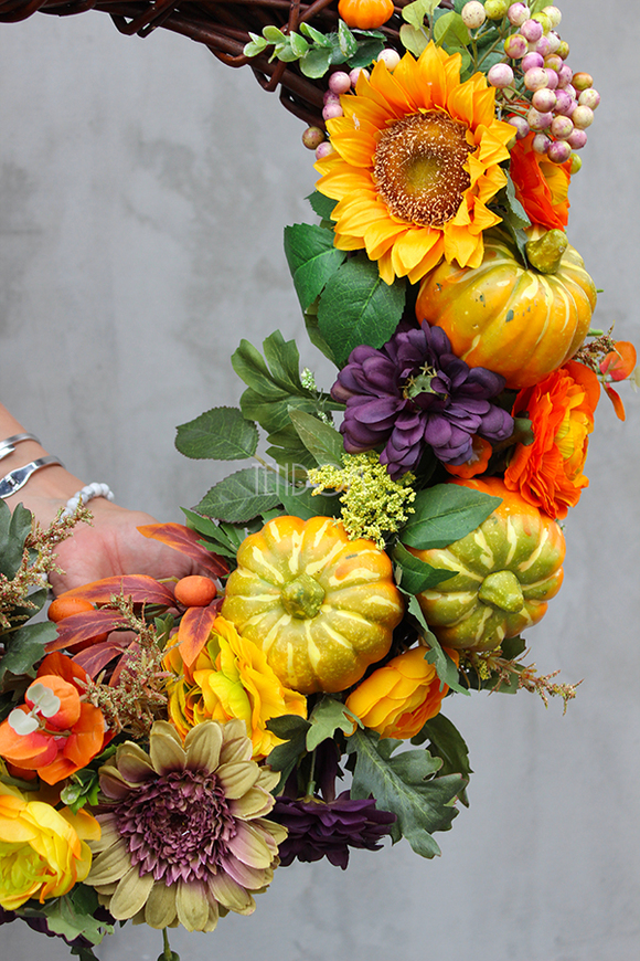 Jesienne Dynie cudowny wianek na drzwi, śr.50cm