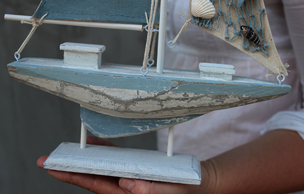 figurka drewniana żaglówka Boat, wys.42cm