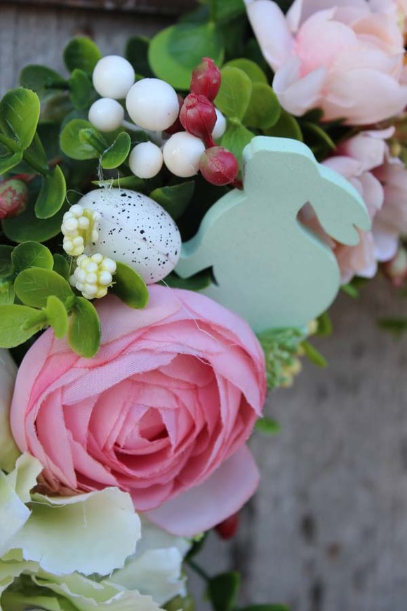 elegancki wianek na drzwi / stroik na stół Pogodna Wielkanoc, śr.38cm