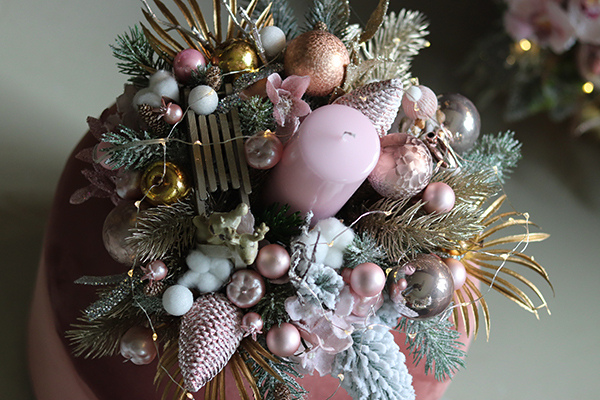 atrakcyjny świąteczny flowerbox, Pudrovy Glamour, wys.25cm 