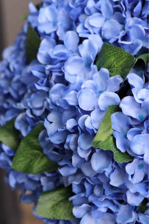 bardzo bogaty kosz hortensji, Blue Velina, wym.48x50cm 