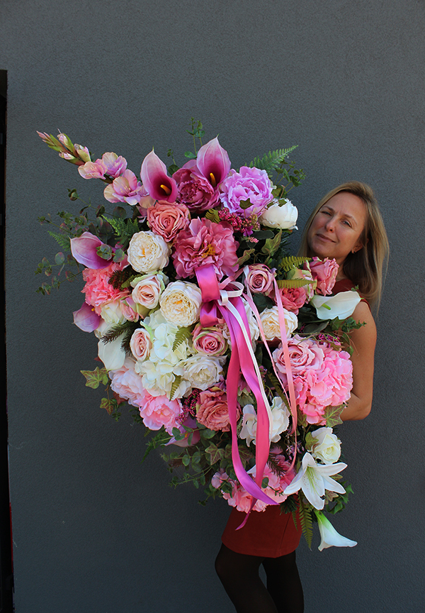 Pink Cleo komplet 2 wiązanek nagrobnych w kolorze różu, dł. 80 / 88cm