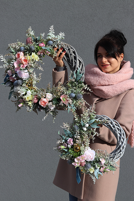 elegancki wianek wielkanocny, Green Canoe Pastels, śr.50cm