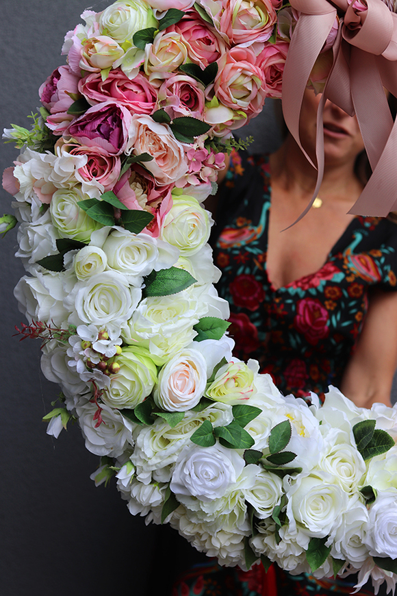 bardzo duży kwiatowy wianek, Renoma XXL, śr.90cm