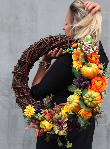 Jesienne Dynie cudowny wianek na drzwi, śr.50cm