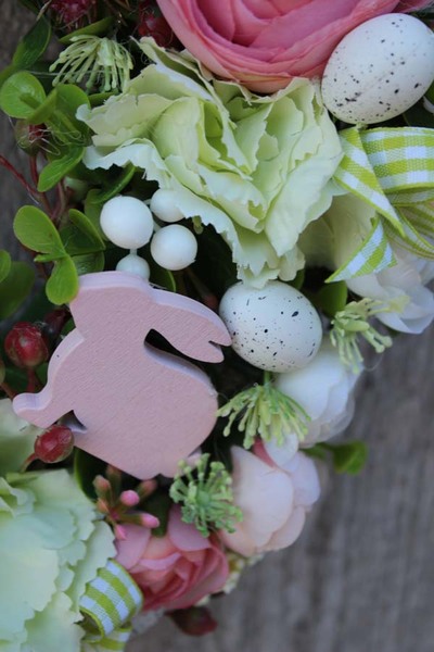 elegancki wianek na drzwi / stroik na stół Pogodna Wielkanoc, śr.38cm