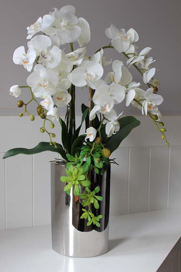 Silverio storczyk w srebrnym wazonie, wys.80cm