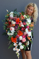 Jesienna Rewia 2, barwna wiązanka nagrobna, dł.98cm 