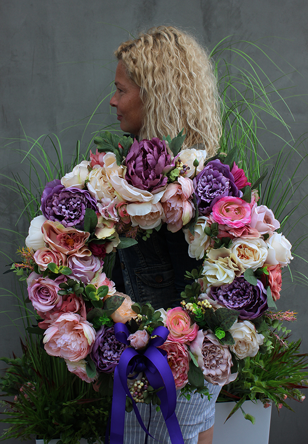 dekoracyjny, bardzo duży wianek na drzwi Leokadia, śr.50cm  