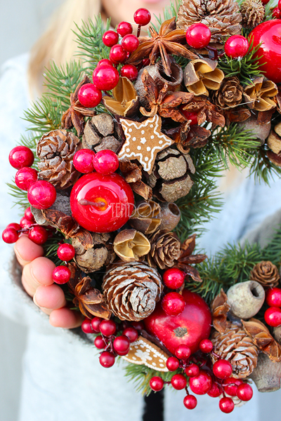 Green Canoe Christmas wianek / stroik dekoracyjny, śr.28cm 