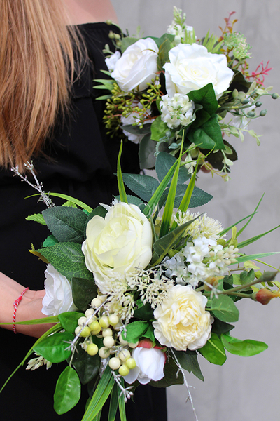 dwie mini kompozycje kwiatowe / bukiety Piękno Lata, każda wys.17cm, śr.20cm