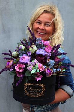 Jesienna Aura, kompozycja kwiatowa / bukiet / flowerbox wys.34cm 