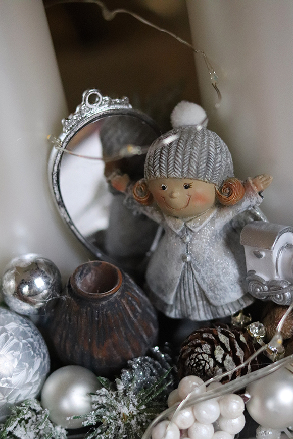 adwentowy stroik Biała Zabawa, wym.18x43x17cm 