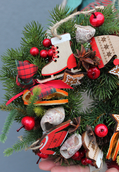 bożonarodzeniowy wianek / dekoracja, Zimowy Wieczór, śr.24cm