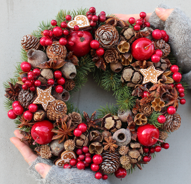 Green Canoe Christmas wianek / stroik dekoracyjny, śr.28cm 