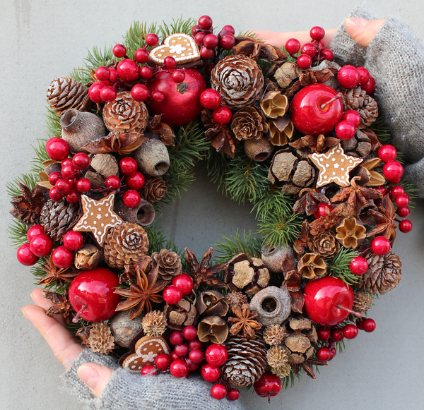 Green Canoe Christmas wianek / stroik dekoracyjny, śr.28cm 