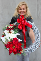 Gwiazda Betlejemska wianek / stroik dekoracyjny, śr.48cm