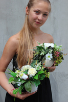 dwie mini kompozycje kwiatowe / bukiety Piękno Lata, każda wys.17cm, śr.20cm