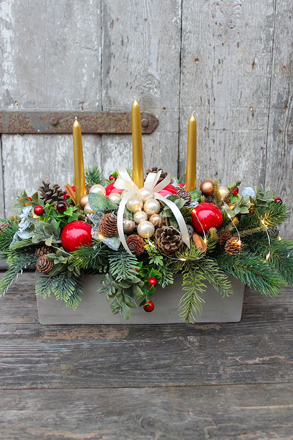 kompozycja świąteczna / stroik Przy Stole, wys.36cm 