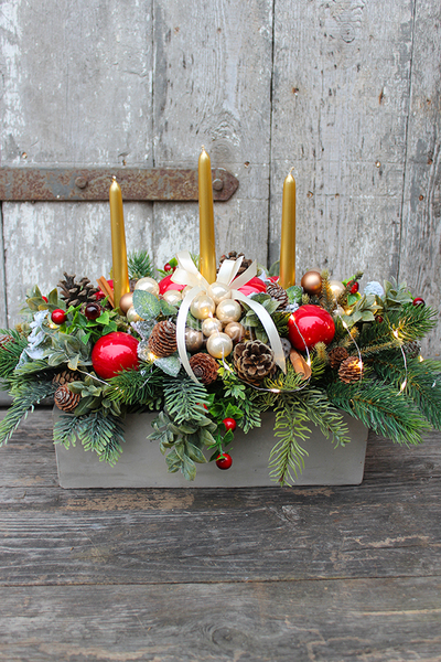 kompozycja świąteczna / stroik Przy Stole, wys.36cm 