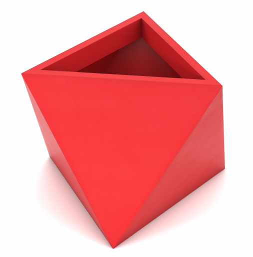 Eos, geometryczna czerwona donica z półką, wys.50x60x60cm