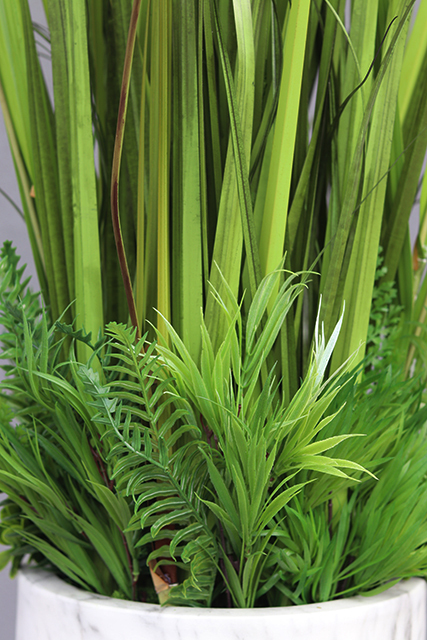 kompozycja traw i dmuchawców w wysokiej donicy, Marmurro, wys. 160cm