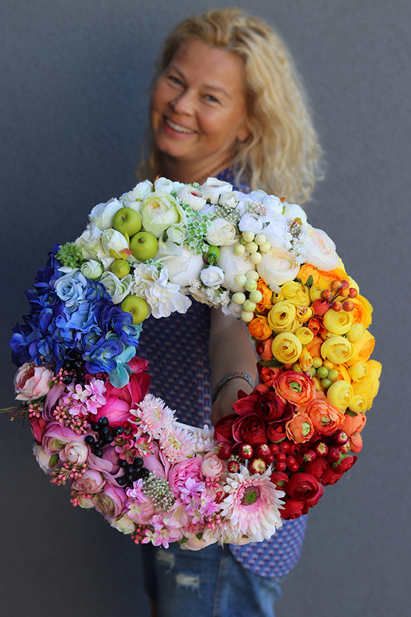 Bajeczna Tęcza, bogaty tęczowy wianek, śr.42cm  