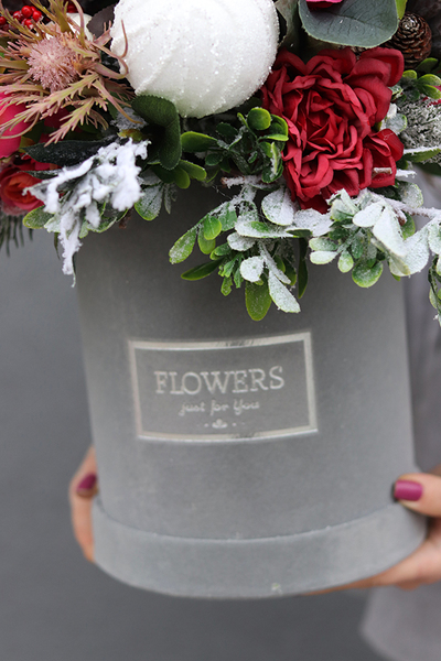 Fenicja, zimowy welurowy flowerbox, wys.50cm 