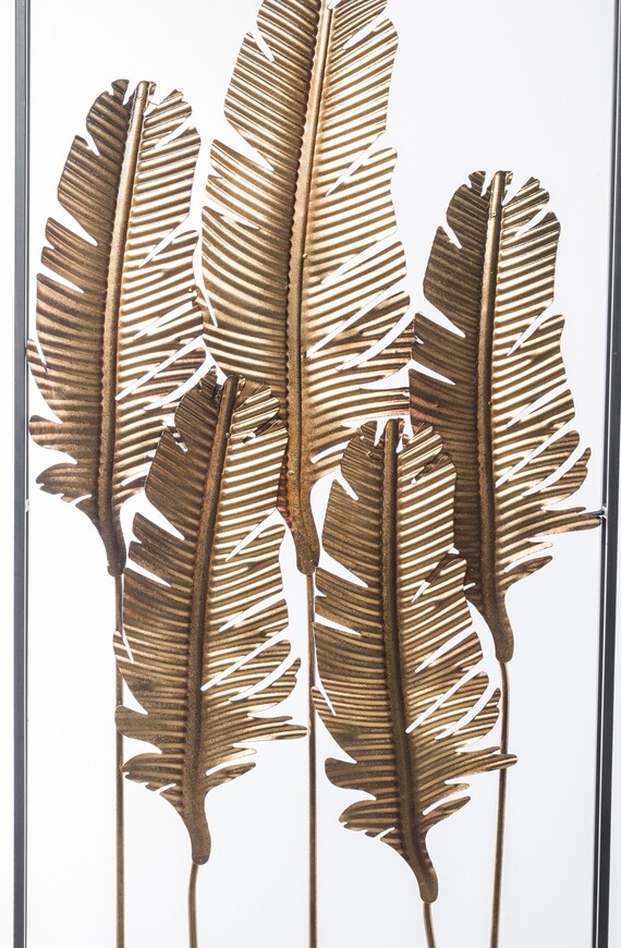 Feathers 2, złoty decor ścienny / pióra, wym.100x55cm