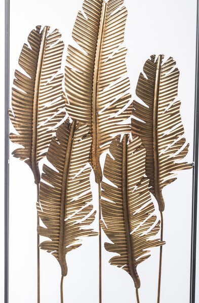 Feathers 2, złoty decor ścienny / pióra, wym.100x55cm