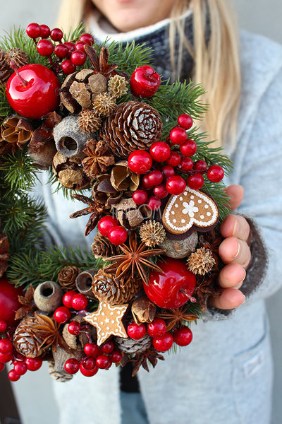 Green Canoe Christmas wianek / stroik dekoracyjny, śr.28cm 