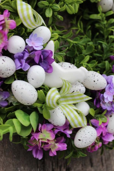 fioletowy wianek na drzwi, Jajka Wielkanocne, śr.32cm