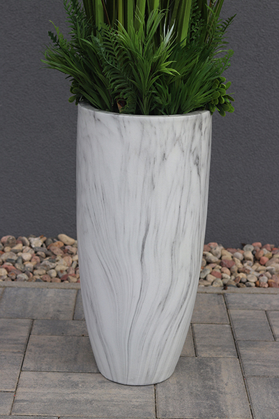 kompozycja traw i dmuchawców w wysokiej donicy, Marmurro, wys. 160cm