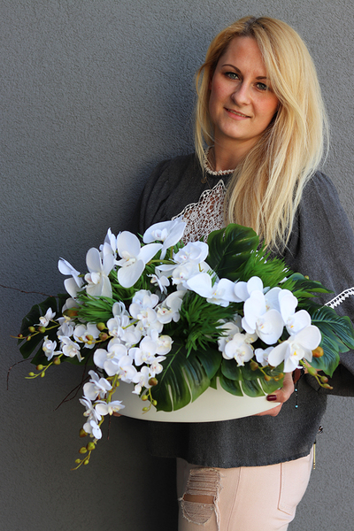 kompozycja Monstera & Orchidea, wym.32x38x56cm