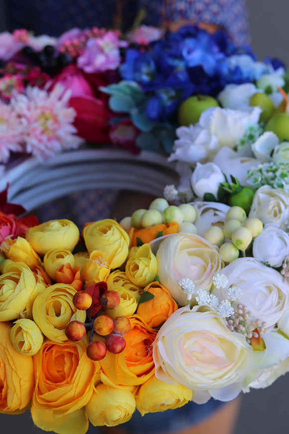 Bajeczna Tęcza, bogaty tęczowy wianek, śr.42cm  