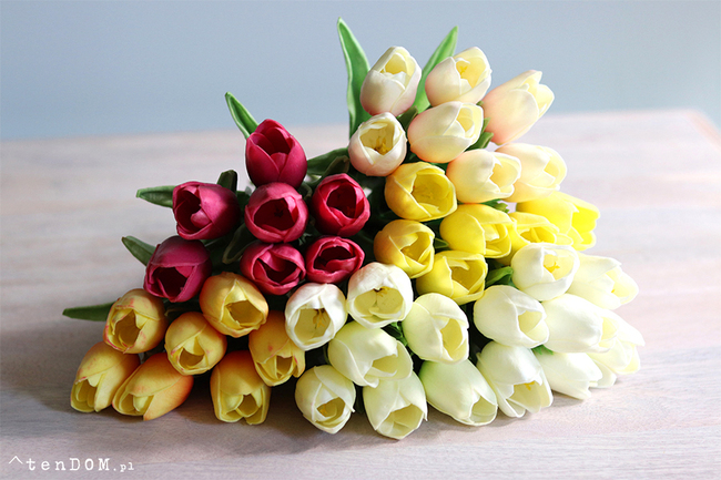 bukiet tulipanów gumowych, Menato Cream, 7szt. dł.27cm