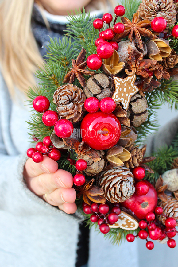 Green Canoe Christmas wianek / stroik dekoracyjny, śr.28cm 