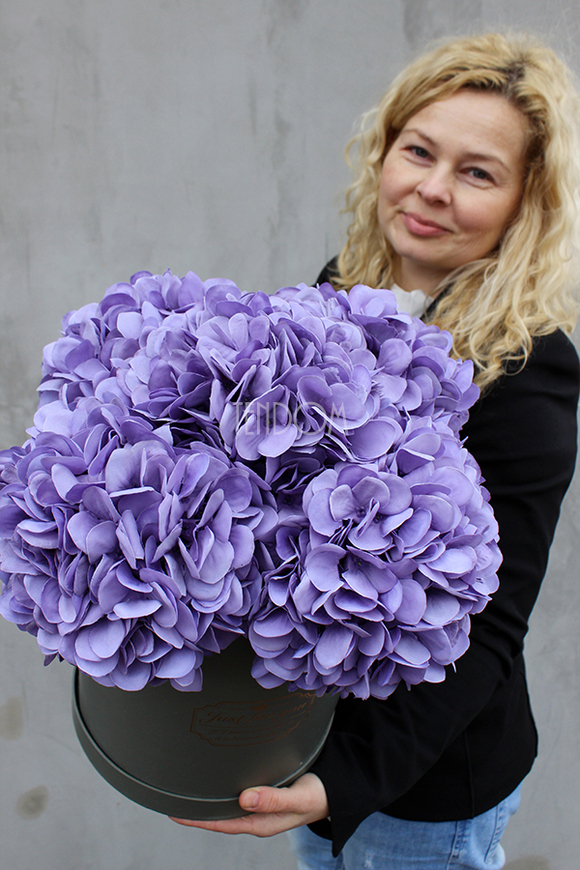 kompozycja kwiatowa / bukiet Flowerbox hortensja XXL, wys.43cm 