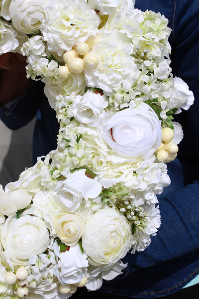 biało-kremowy wianek Biel, śr. 30cm